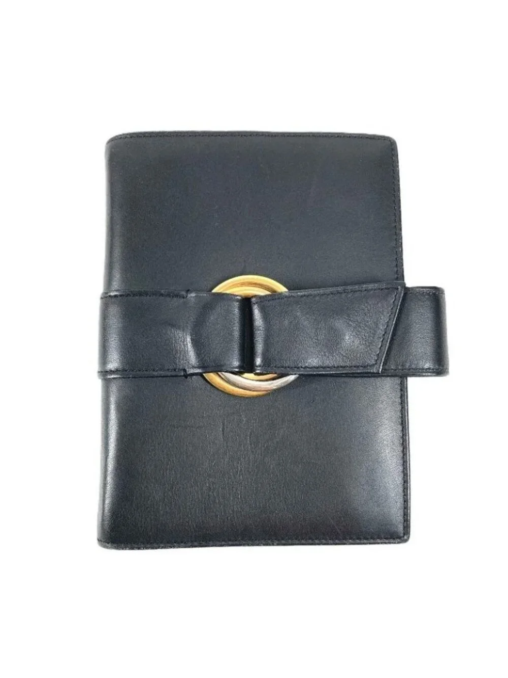 Cartier Notebook Cover Trinity Logo Leather Black Agenda